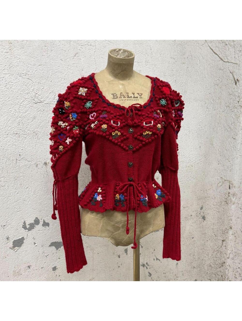 Ultra-Rare Michaela Buerger Lena Hoschek Red Anniversary Cardigan Cashmere 10/25 - Picture 2 of 8